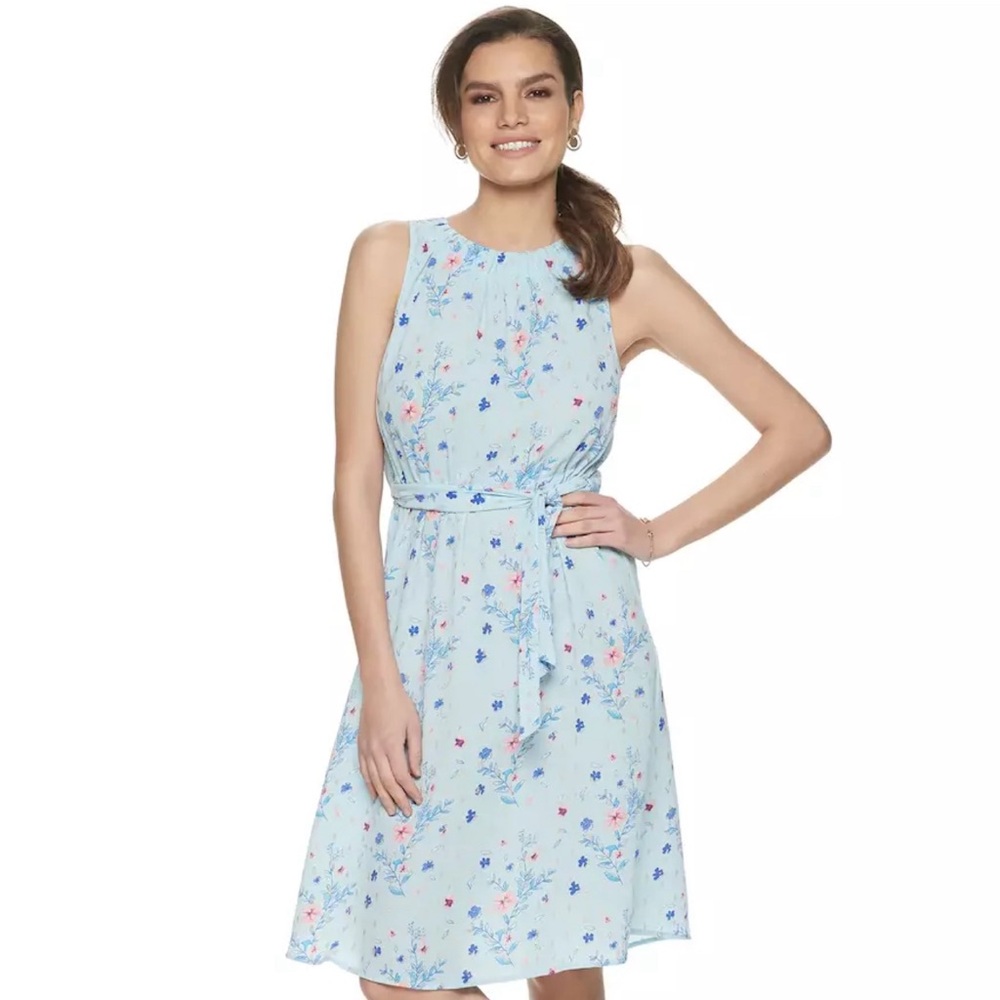 Juicy Couture Light Blue Floral Belted Sundress